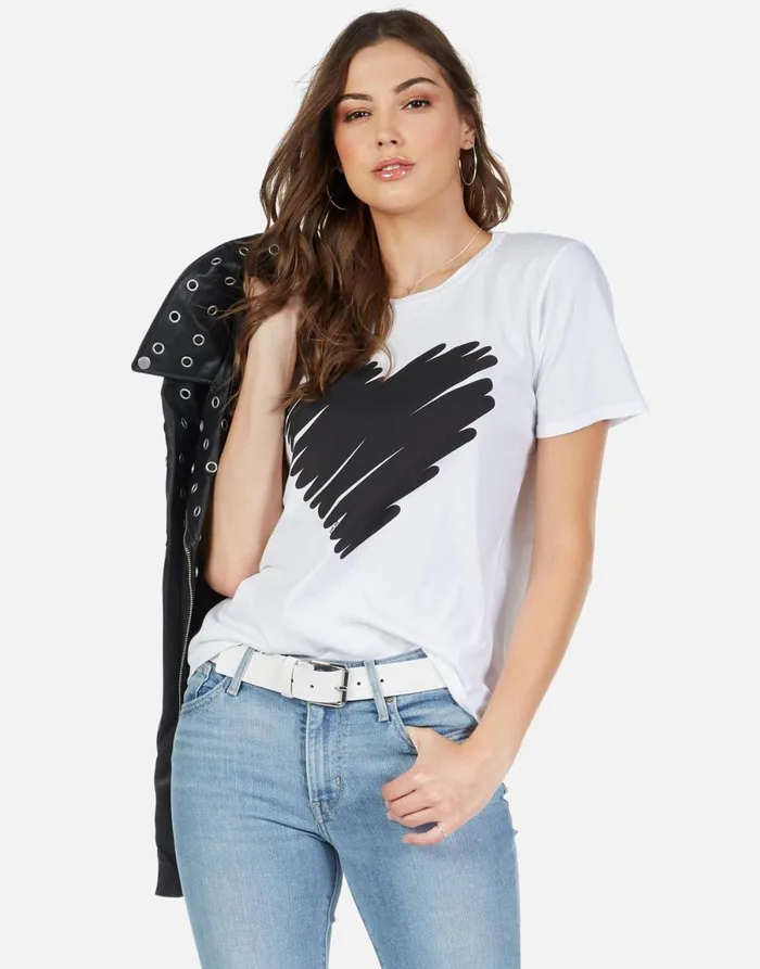 Croft Scribble Heart White Women039s Lauren Moshi Short Sleeve