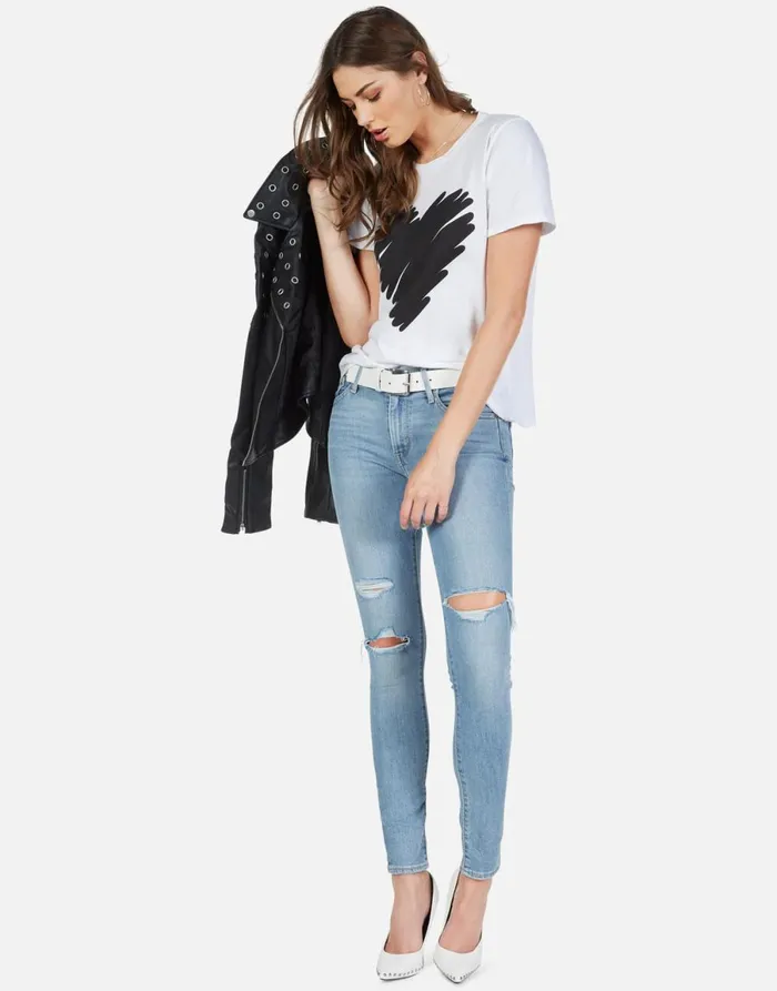 Croft Scribble Heart White Women039s Lauren Moshi Short Sleeve