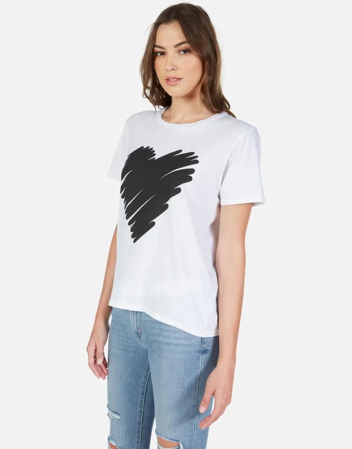 Croft Scribble Heart White Women039s Lauren Moshi Short Sleeve