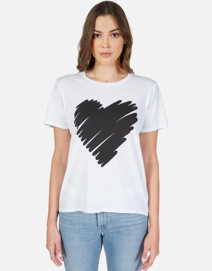 Croft Scribble Heart White Women039s Lauren Moshi Short Sleeve