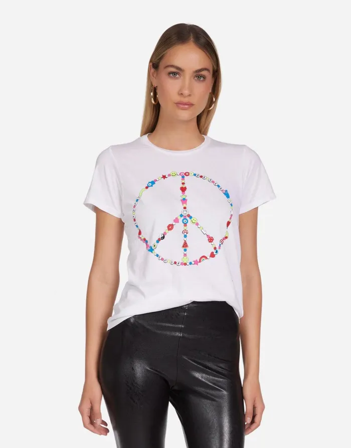 Croft X Charm Peace Sign White Women039s Lauren Moshi Short Sleeve