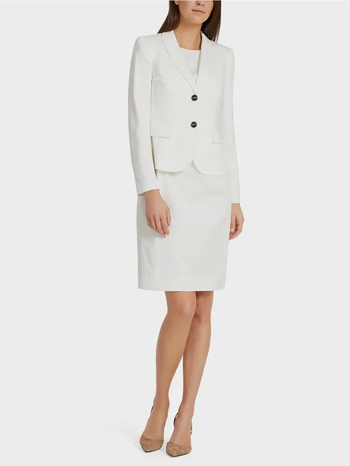 Damen Marc Cain Blazer Melierter Blazer Offwhite