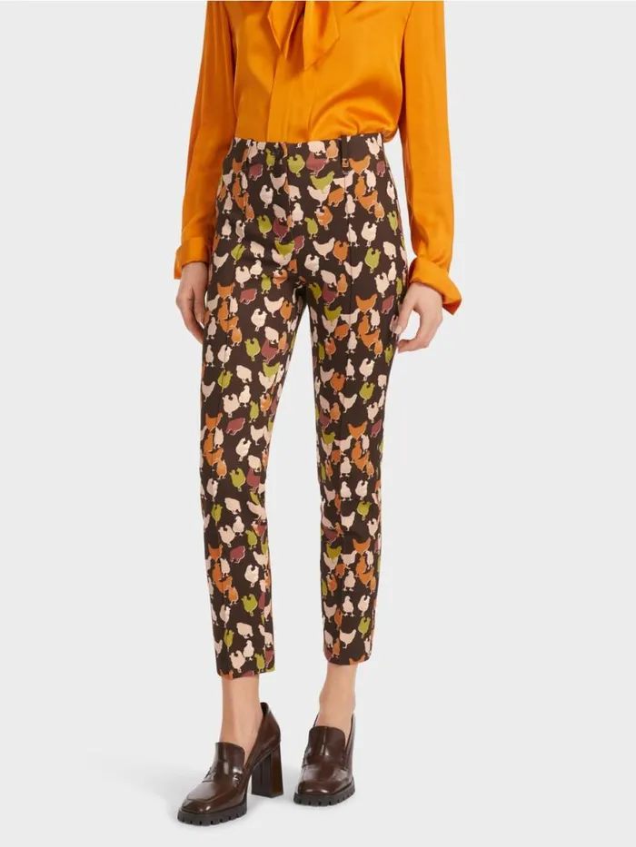 Damen Marc Cain Hosen Pants SYDNEY Im HhnerPrint Dark Wood