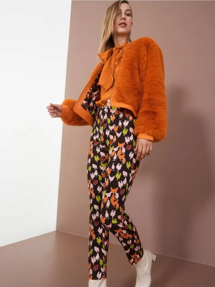 Damen Marc Cain Hosen Pants SYDNEY Im HhnerPrint Dark Wood