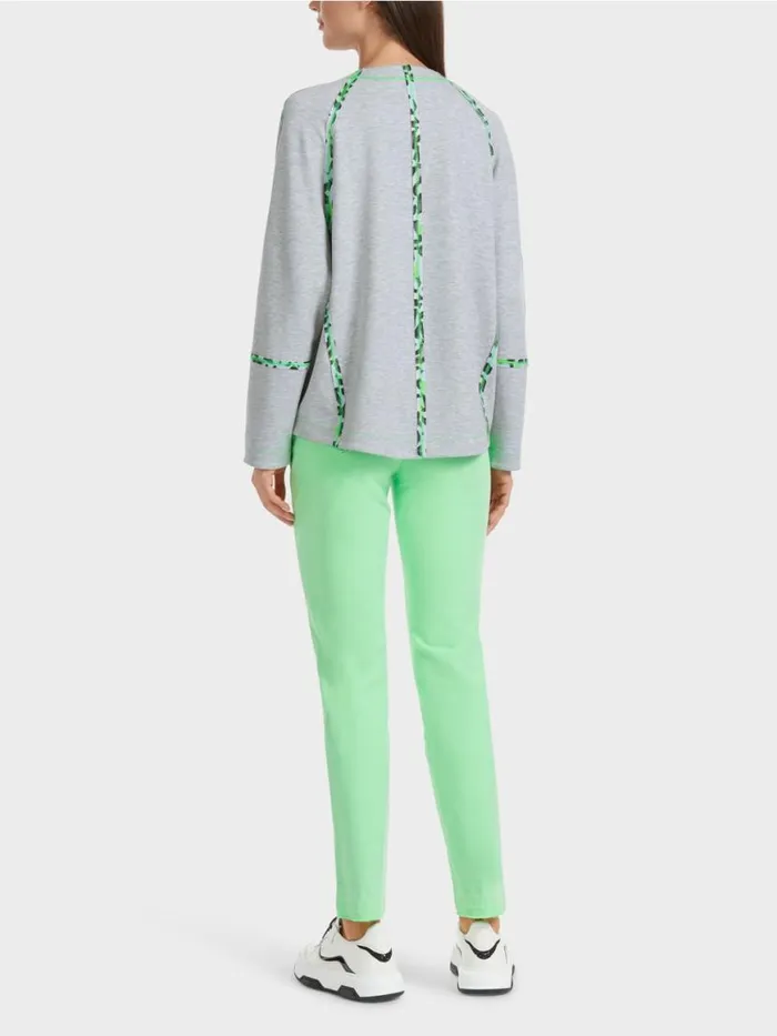 Damen Marc Cain Pullover and Sweatshirts Sweatshirt Mit Nahteffekten Silver Grey