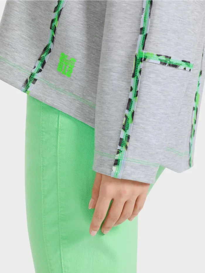 Damen Marc Cain Pullover and Sweatshirts Sweatshirt Mit Nahteffekten Silver Grey