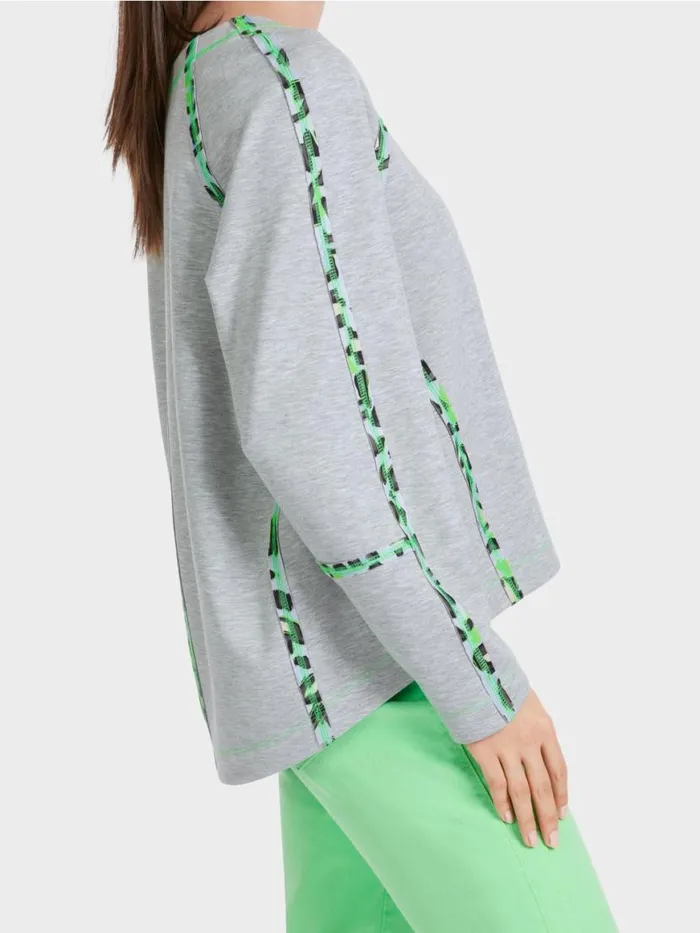 Damen Marc Cain Pullover and Sweatshirts Sweatshirt Mit Nahteffekten Silver Grey