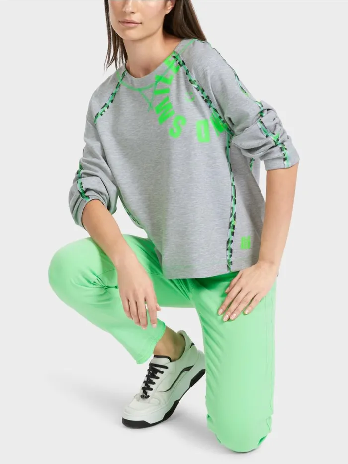 Damen Marc Cain Pullover and Sweatshirts Sweatshirt Mit Nahteffekten Silver Grey