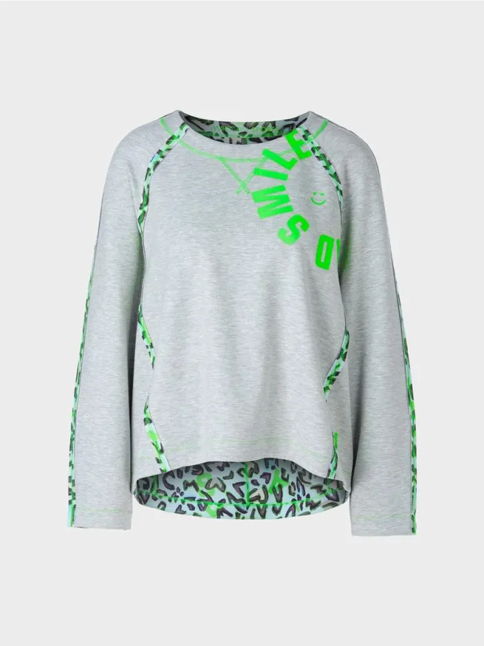 Damen Marc Cain Pullover and Sweatshirts Sweatshirt Mit Nahteffekten Silver Grey