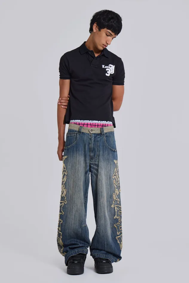 Denim Men Jaded London Applique Neo Colossus Jeans