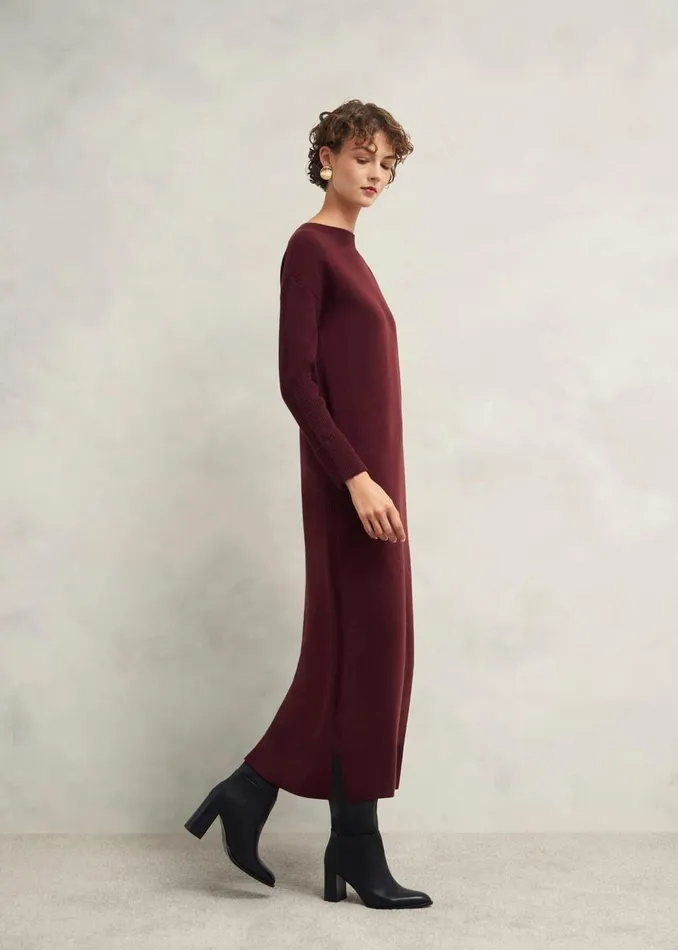 Dresses and Jumpsuits Women HOBBS Hartsfirth Knitted Dress With Cashmere Cocoa Brown