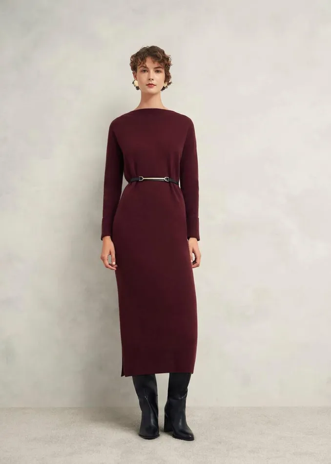 Dresses and Jumpsuits Women HOBBS Hartsfirth Knitted Dress With Cashmere Cocoa Brown