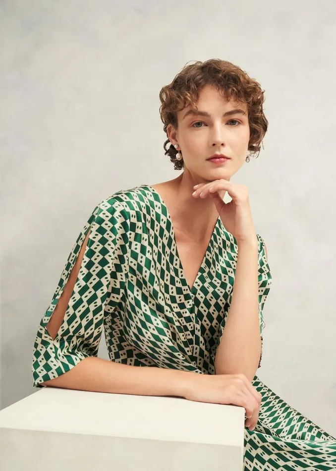 Dresses and Jumpsuits Women HOBBS Parcevall Silk Dress Green Cream