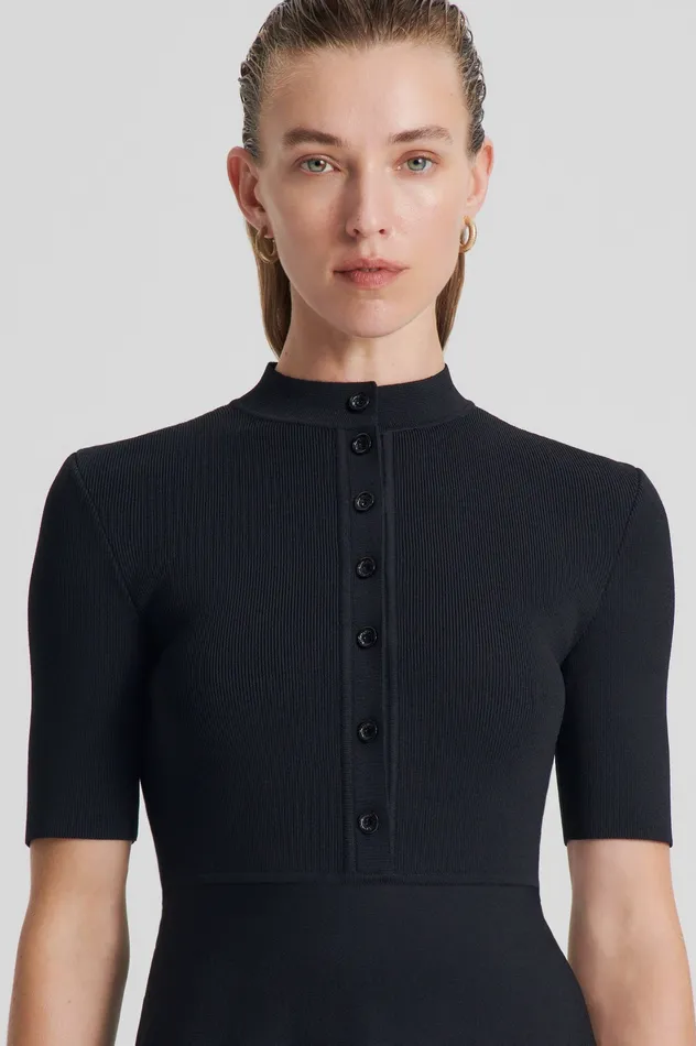 Dresses CREPE KNIT SSLV BUTTON DRESS BLACK 8211 Scanlan Theodore Women