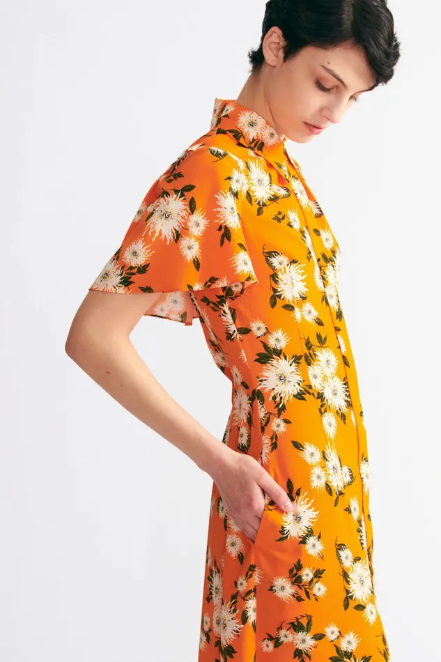 Dresses Emilia Wickstead Women Florencia Dress In Orange Dahlia Floral Print Crepe