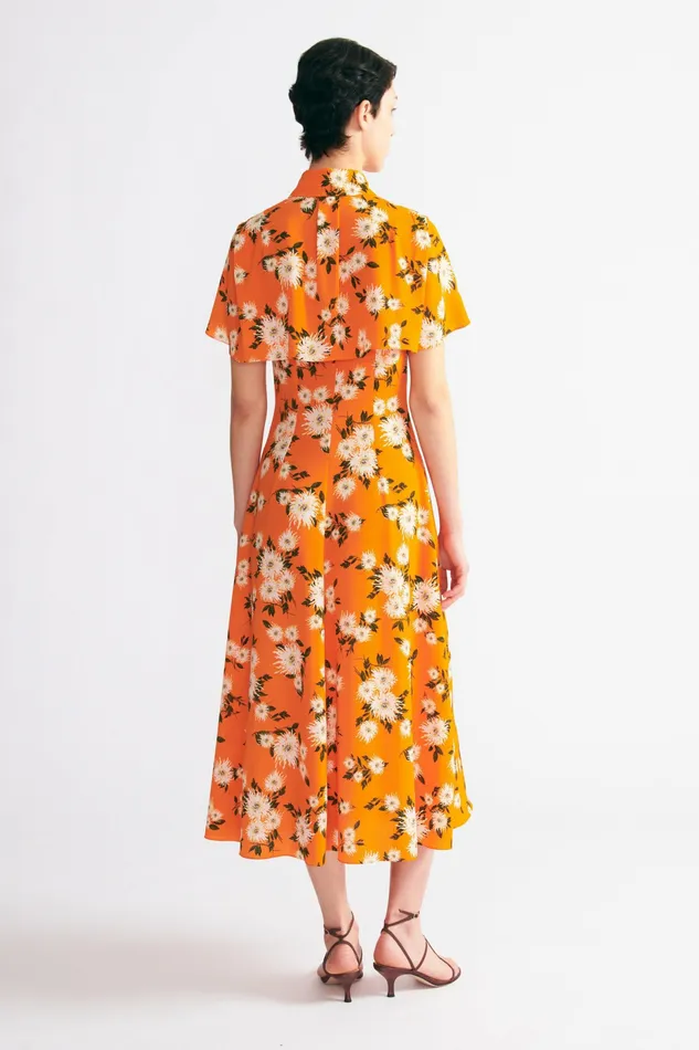 Dresses Emilia Wickstead Women Florencia Dress In Orange Dahlia Floral Print Crepe