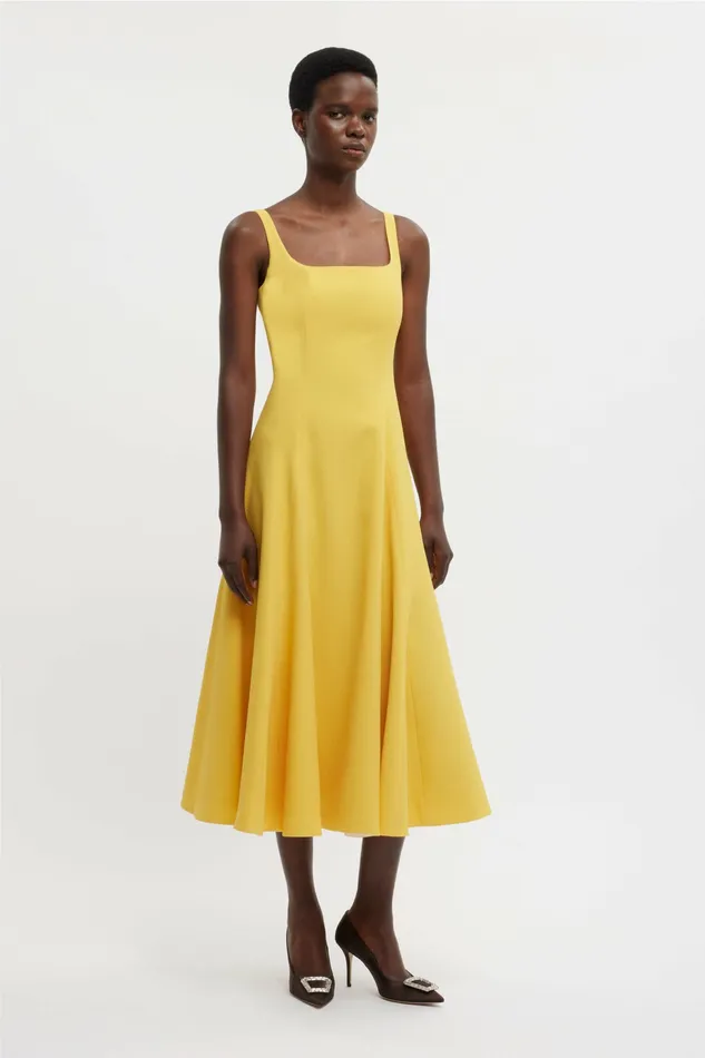 Dresses Emilia Wickstead Women Neith Dress In Custard Yellow Double Crepe Dresses Emilia Wickstead Women Neith Dress In Custard Yellow Double Crepe