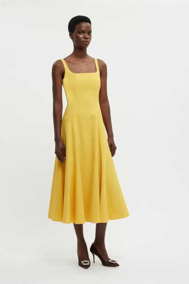 Dresses Emilia Wickstead Women Neith Dress In Custard Yellow Double Crepe Dresses Emilia Wickstead Women Neith Dress In Custard Yellow Double Crepe