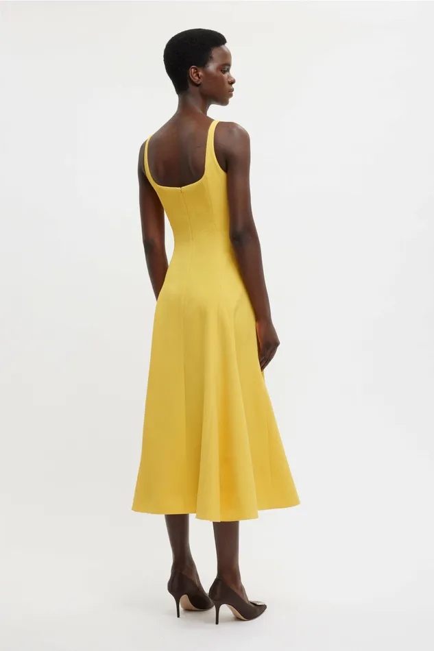 Dresses Emilia Wickstead Women Neith Dress In Custard Yellow Double Crepe Dresses Emilia Wickstead Women Neith Dress In Custard Yellow Double Crepe