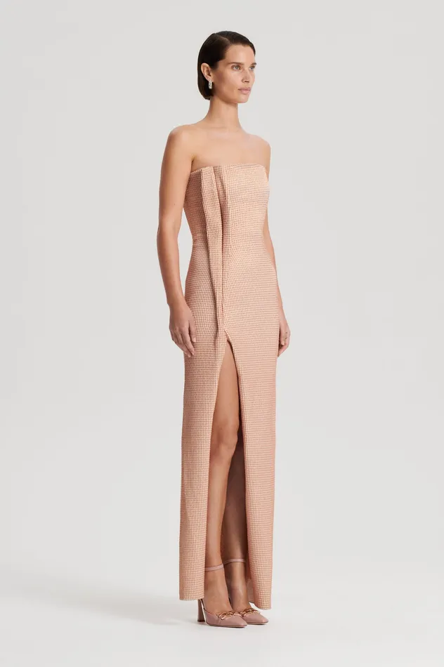 Dresses TINSEL GINGHAM GOWN ROSE GOLD Scanlan Theodore Women Dresses TINSEL GINGHAM GOWN ROSE GOLD Scanlan Theodore Women