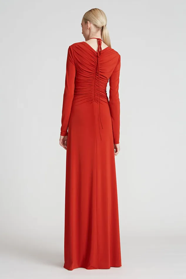 Dresses Women Halston Baylee Jersey Halter Gown Rust