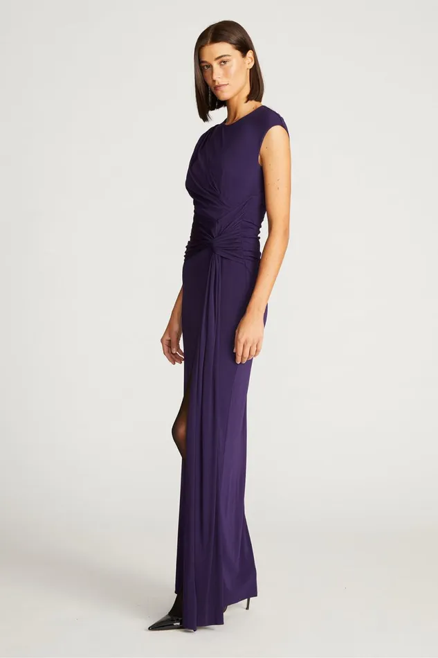 Dresses Women Halston Giovanna Gown In Matte Jersey Aubergine