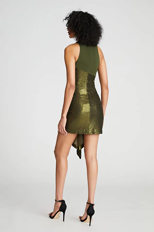 Dresses Women Halston Ida Dress In Sequin And Jersey Seaweed
