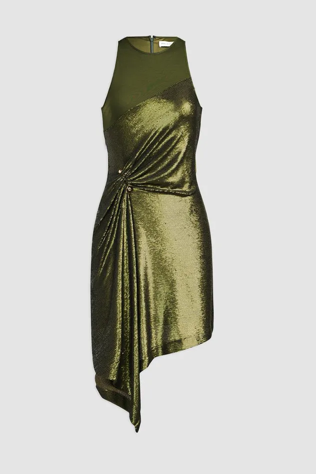 Dresses Women Halston Ida Dress In Sequin And Jersey Seaweed