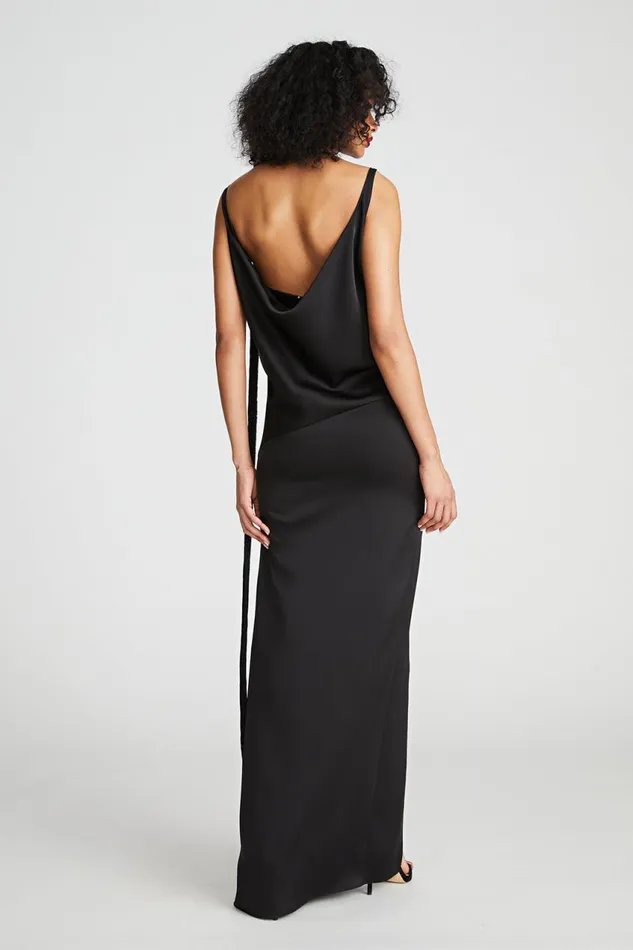 Dresses Women Halston Nomi Gown In Satin and Sequin Black