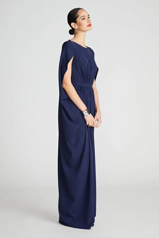 Dresses Women Halston Starla Gown In Fluid Crepe Navy