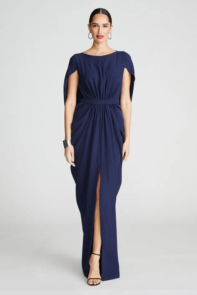 Dresses Women Halston Starla Gown In Fluid Crepe Navy