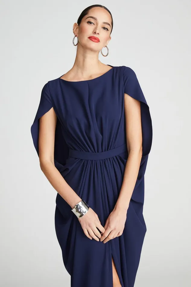 Dresses Women Halston Starla Gown In Fluid Crepe Navy