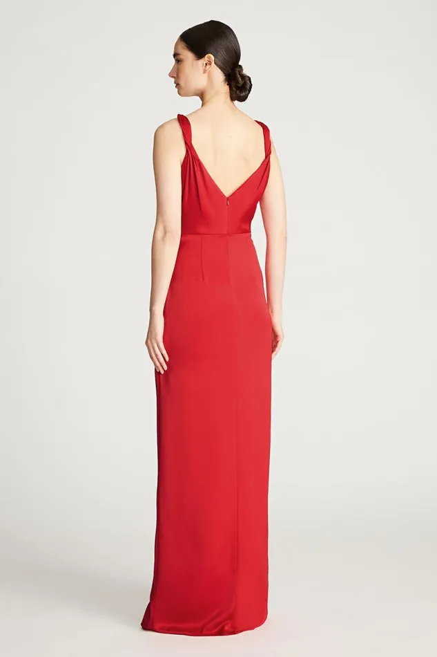 Dresses Women Halston Yvette Gown In Satin Crimson
