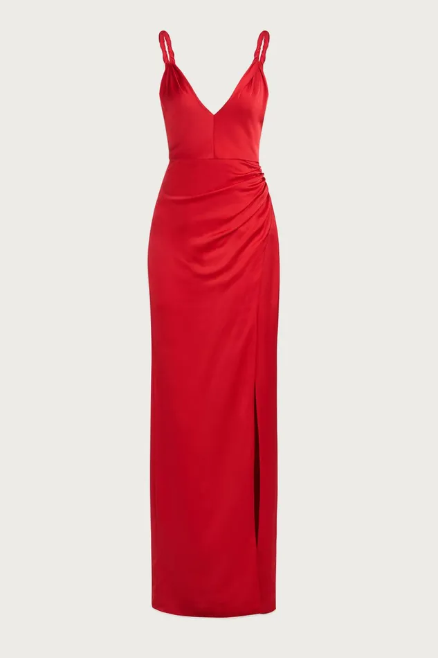 Dresses Women Halston Yvette Gown In Satin Crimson