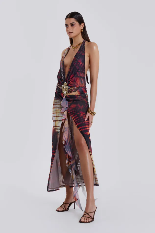 Dresses Women Jaded London Shop Cindy Plunge Maxi Dress In Red