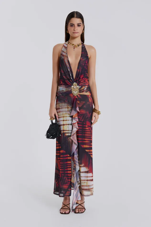 Dresses Women Jaded London Shop Cindy Plunge Maxi Dress In Red