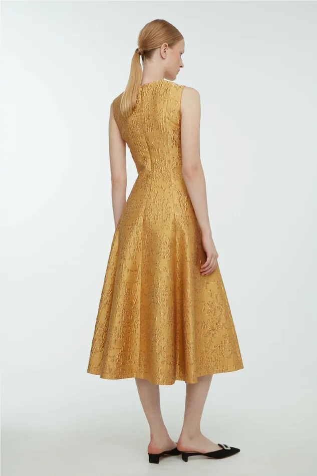 Dresses Women Mara Dress In Gold Wallpaper Jacquard Emilia Wickstead
