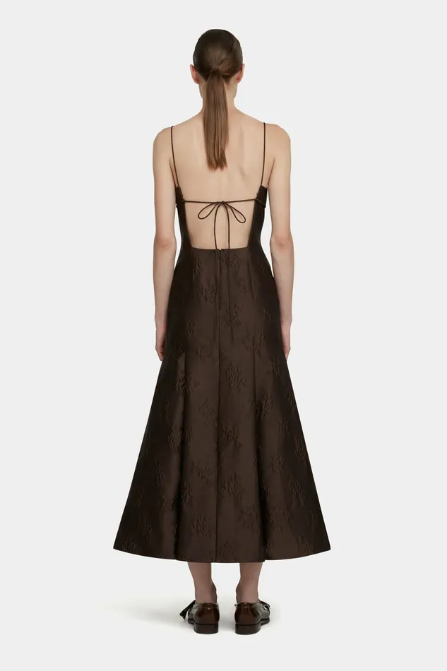 Dresses Women Opal Dress in Brown Floral Jacquard Emilia Wickstead