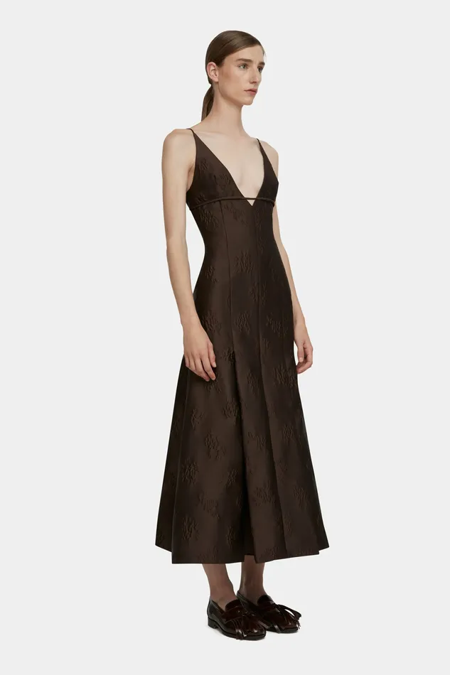 Dresses Women Opal Dress in Brown Floral Jacquard Emilia Wickstead