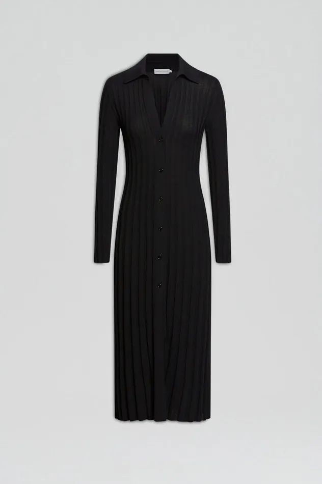 Dresses Women Scanlan Theodore PLEATED RIB PLACKET DRESS 14 BLACK