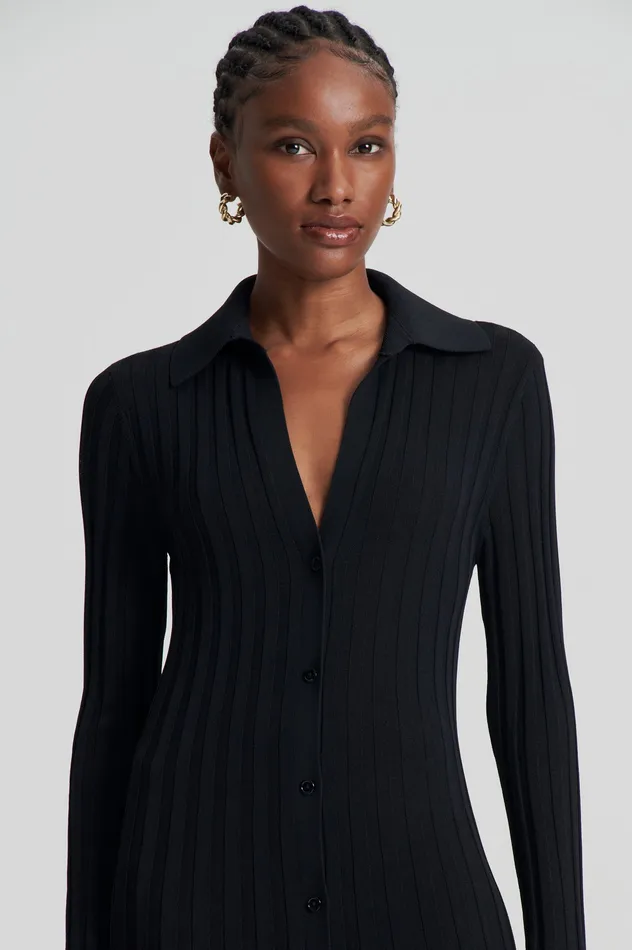 Dresses Women Scanlan Theodore PLEATED RIB PLACKET DRESS 14 BLACK