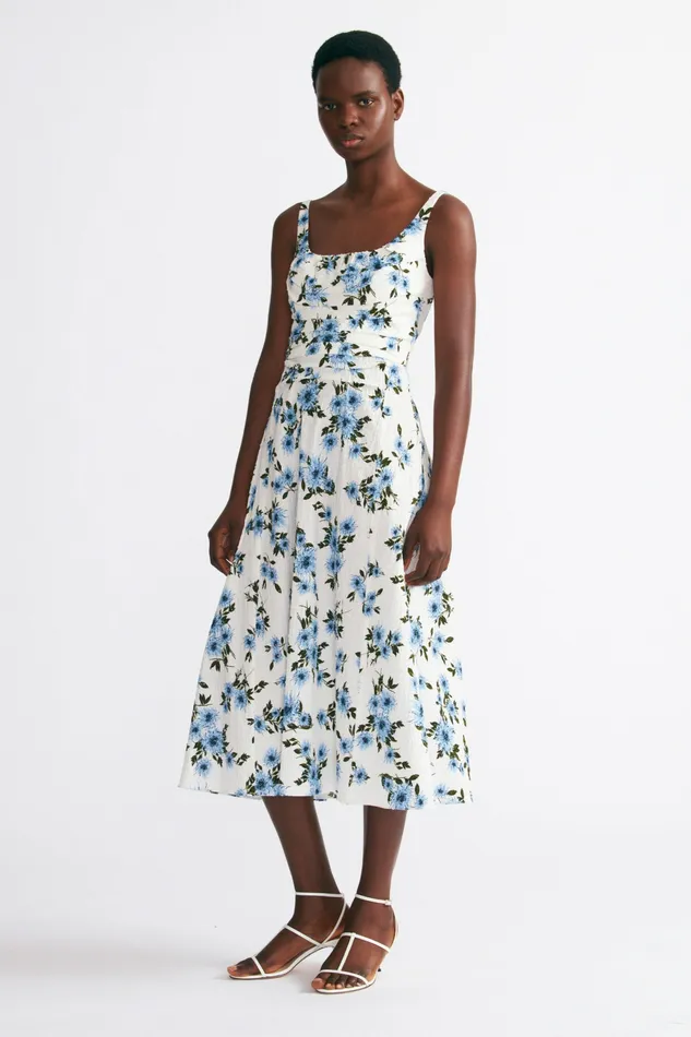 Dresses Women Verena Dress In Blue Dahlia Floral Bibione Cotton Emilia Wickstead Dresses Women Verena Dress In Blue Dahlia Floral Bibione Cotton Emilia Wickstead