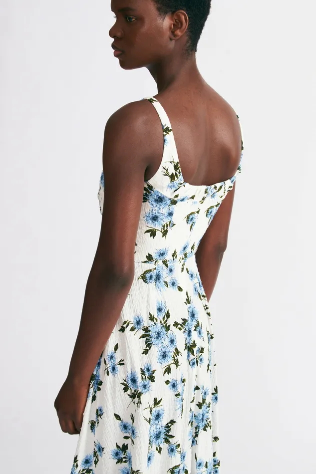 Dresses Women Verena Dress In Blue Dahlia Floral Bibione Cotton Emilia Wickstead Dresses Women Verena Dress In Blue Dahlia Floral Bibione Cotton Emilia Wickstead