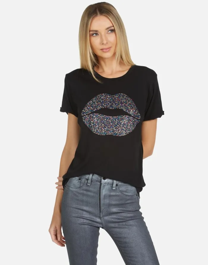 Edda Crystal Sprinkle Lip Black Women039s Lauren Moshi Short Sleeve