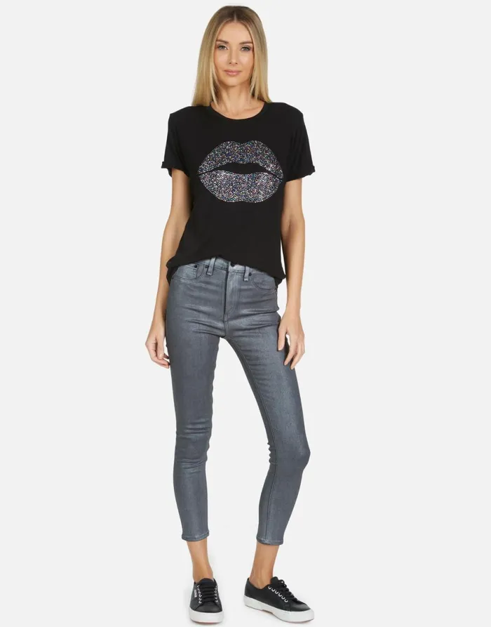 Edda Crystal Sprinkle Lip Black Women039s Lauren Moshi Short Sleeve