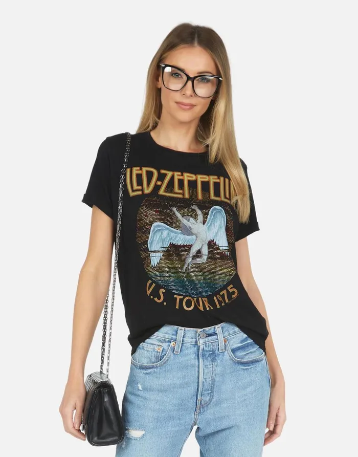Edda Led Zeppelin Black Women039s Lauren Moshi Short Sleeve
