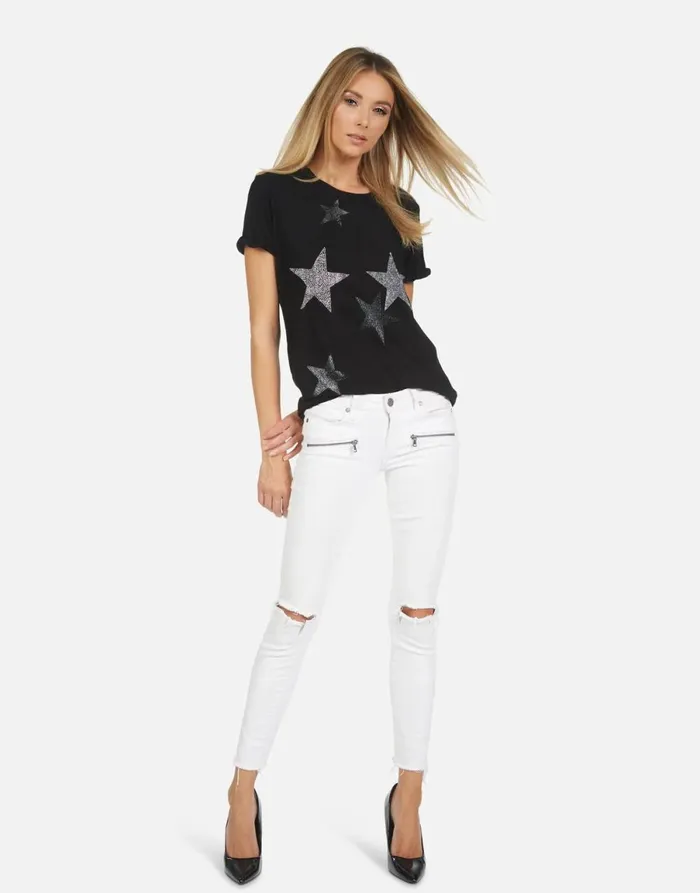 Edda X Crystal Multi Stars Black Women039s Lauren Moshi Short Sleeve