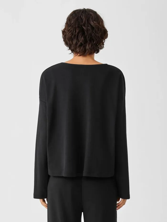 Eileen Fisher Extended Sizing 1X3X Cozy Organic Cotton Interlock BoxTop Black 8211 Shop
