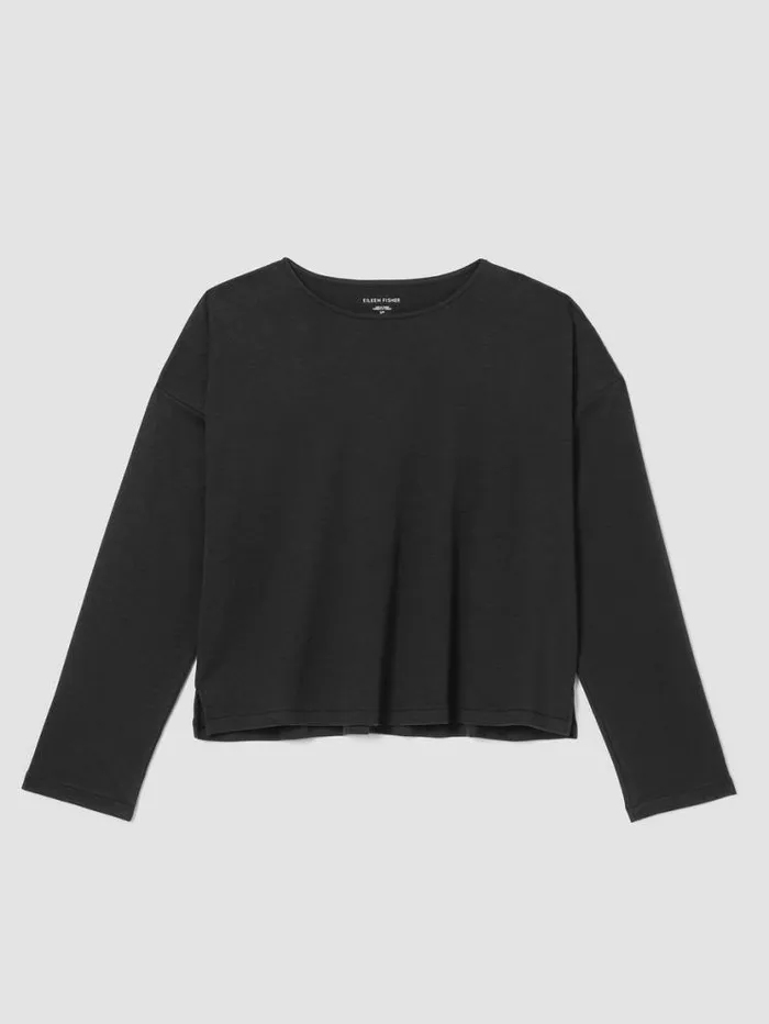 Eileen Fisher Extended Sizing 1X3X Cozy Organic Cotton Interlock BoxTop Black 8211 Shop