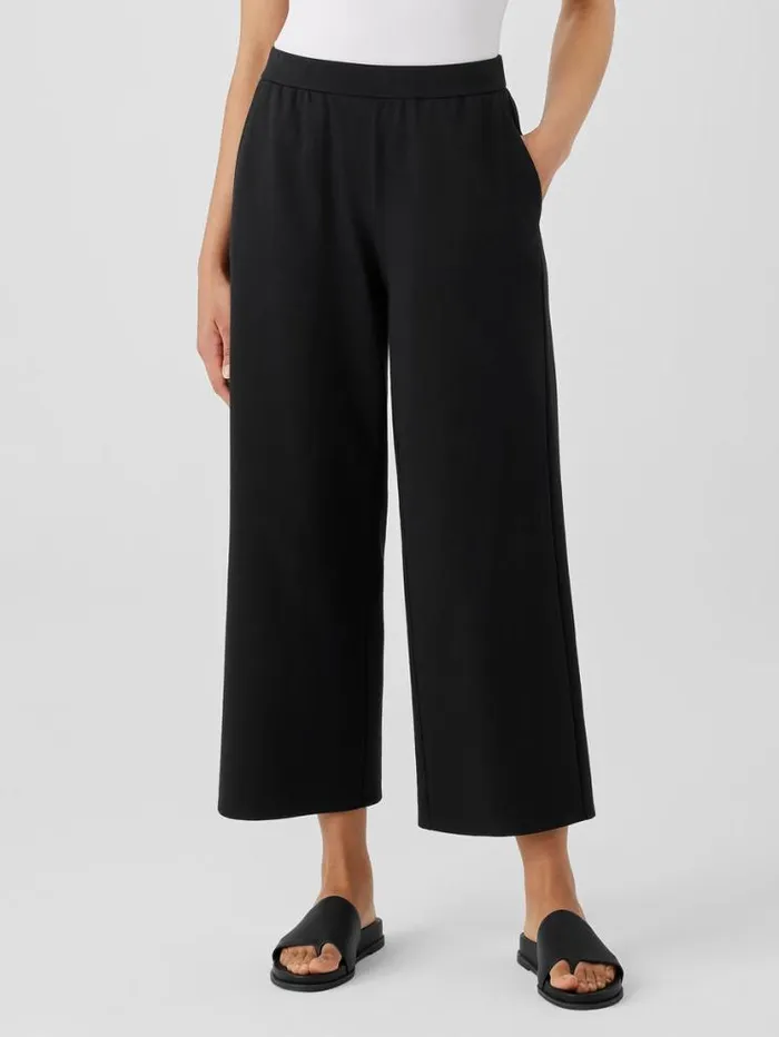 Eileen Fisher Jackets Coats and Vests Cotton Blend Ponte WideLeg Pant Black 8211 Shop